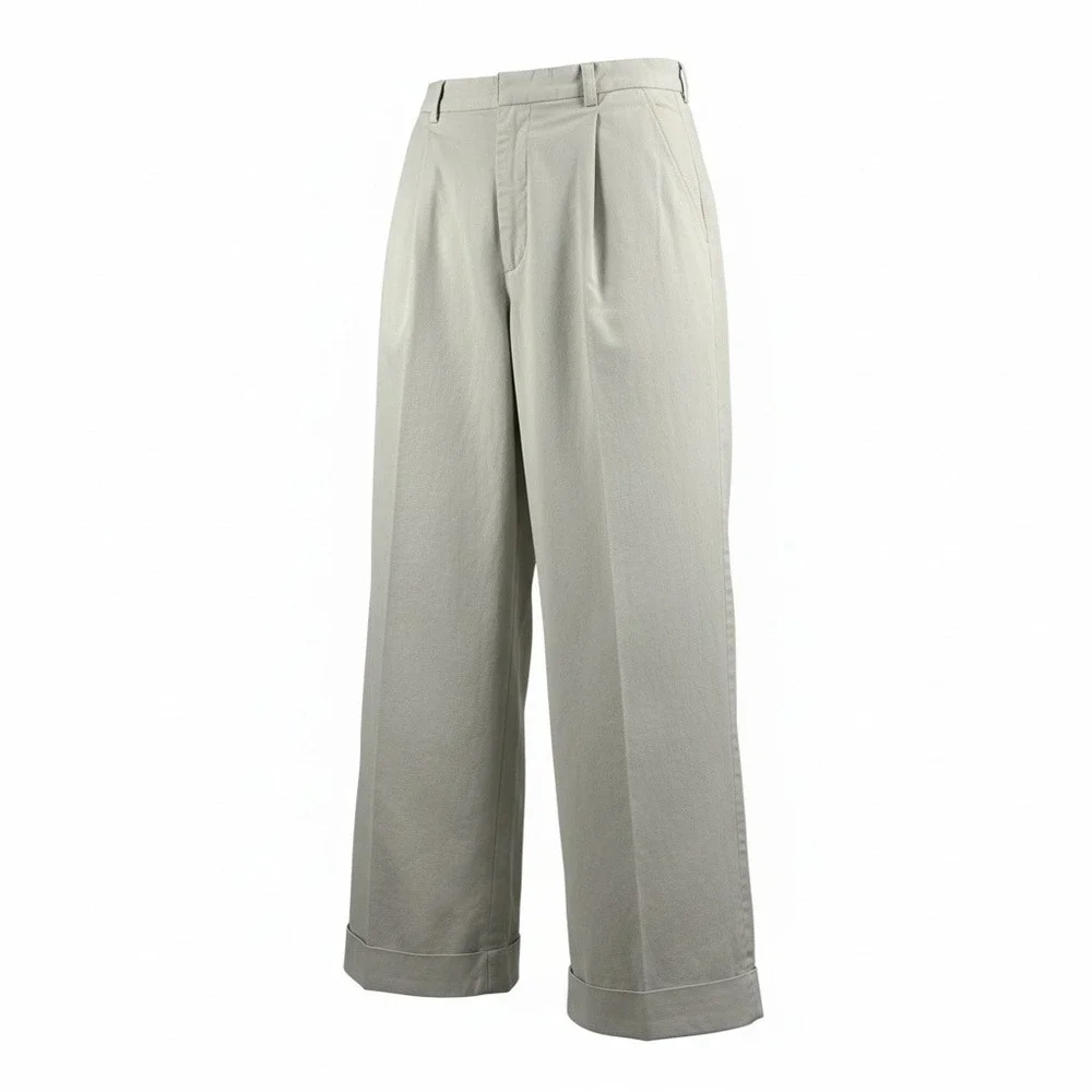 BR Y2K Smithfield Chinos 34x32 Beige 90s Style Pleated Pants Preppy Old Money